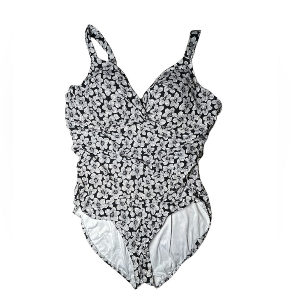 Anne Cole Black and White Floral One Piece Swimsuit
